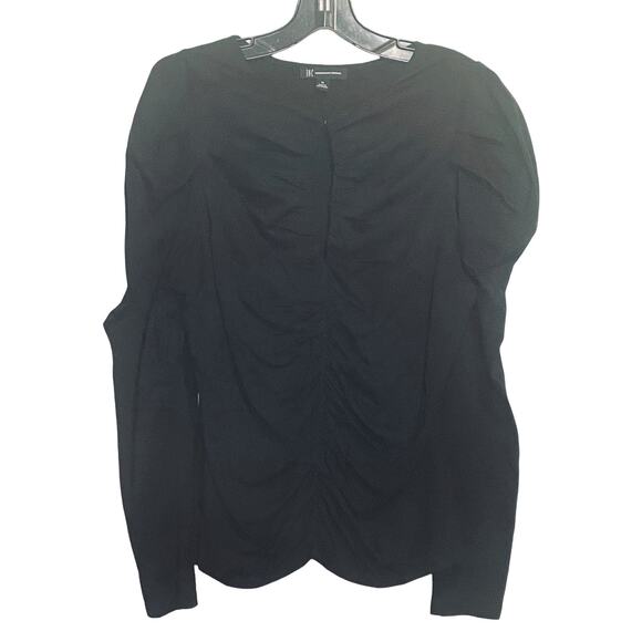 Inc International Concepts Jersy Black Poofy Sleeve Rouched Blouse XL - Picture 8 of 8